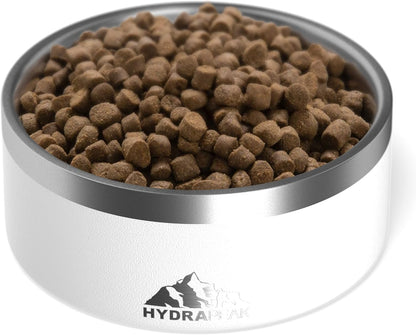 Non-Slip Stainless Steel Dog Bowl - Water and Food Dish for Small and Large Dogs, Available in 32oz and 64oz Sizes, White