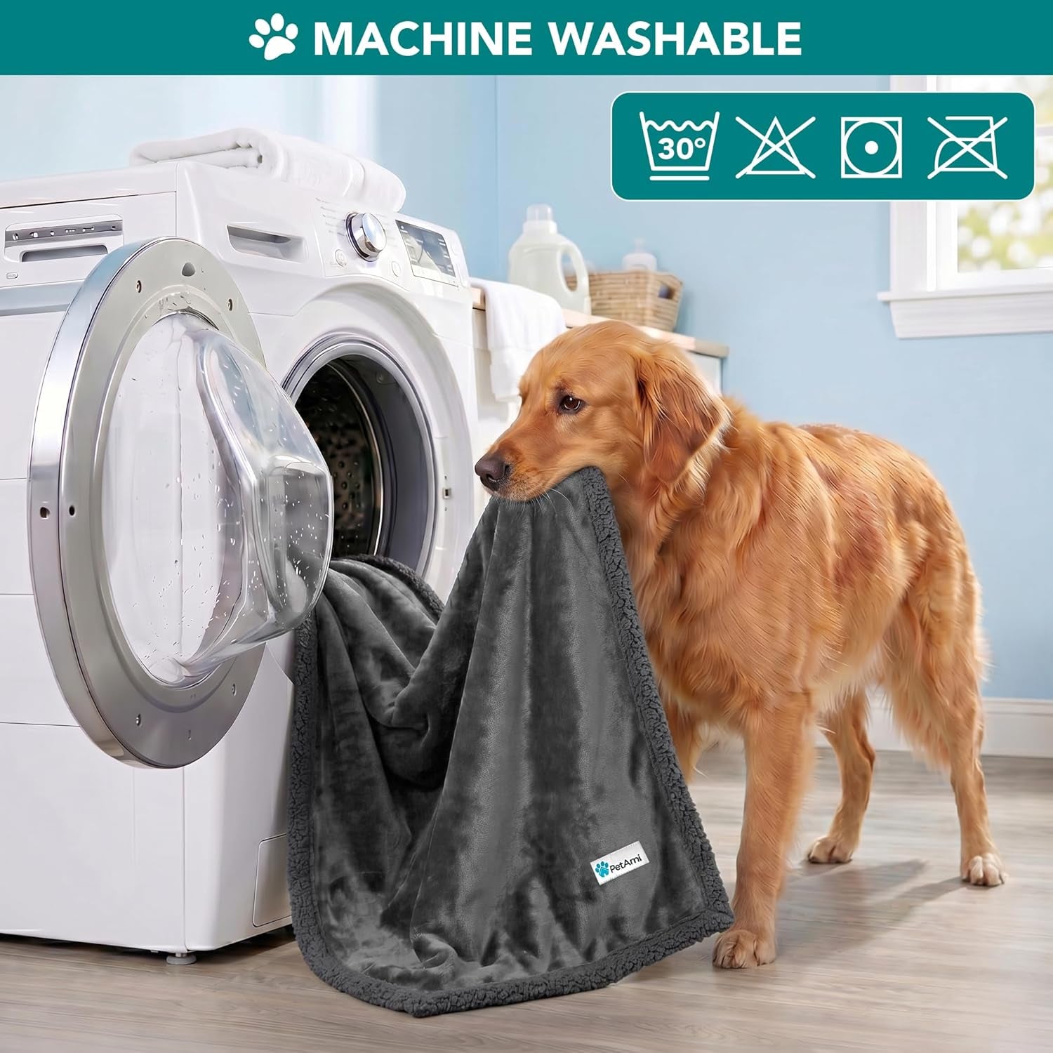 Extra-Large Dog Blanket for Bed - Soft Reversible Fleece and Sherpa Furniture Protector for Large Dogs and Cats, Washable Twin Size 60x80 in Solid Dark Gray