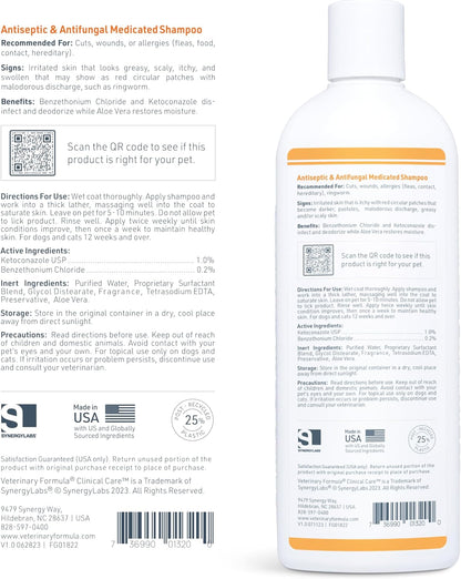 Clinical Care Medicated Antiseptic and Antifungal Shampoo for Dogs and Cats, 16 Fl Oz – Alleviates Scaly, Greasy, Red Skin – Paraben, Dye, and Soap-Free (1 Pack)