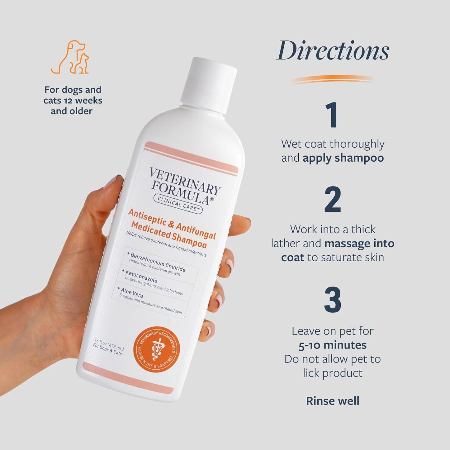 Clinical Care Medicated Antiseptic and Antifungal Shampoo for Dogs and Cats, 16 Fl Oz – Alleviates Scaly, Greasy, Red Skin – Paraben, Dye, and Soap-Free (1 Pack)