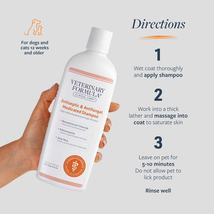 Clinical Care Medicated Antiseptic and Antifungal Shampoo for Dogs and Cats, 16 Fl Oz – Alleviates Scaly, Greasy, Red Skin – Paraben, Dye, and Soap-Free (1 Pack)