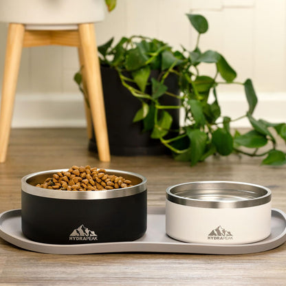 Non-Slip Stainless Steel Dog Bowl - Water and Food Dish for Small and Large Dogs, Available in 32oz and 64oz Sizes, White